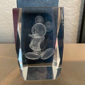 Mickey Mouse frosted glass 3D sculpture 3" fireworks laser etched paperweight